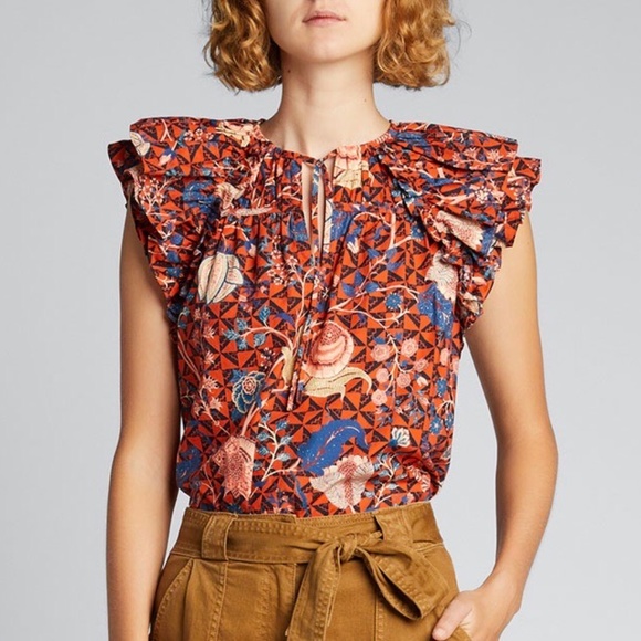 Ulla Johnson Liv Hibiscus Floral Print Top Blouse NWT US4 - Picture 3 of 10